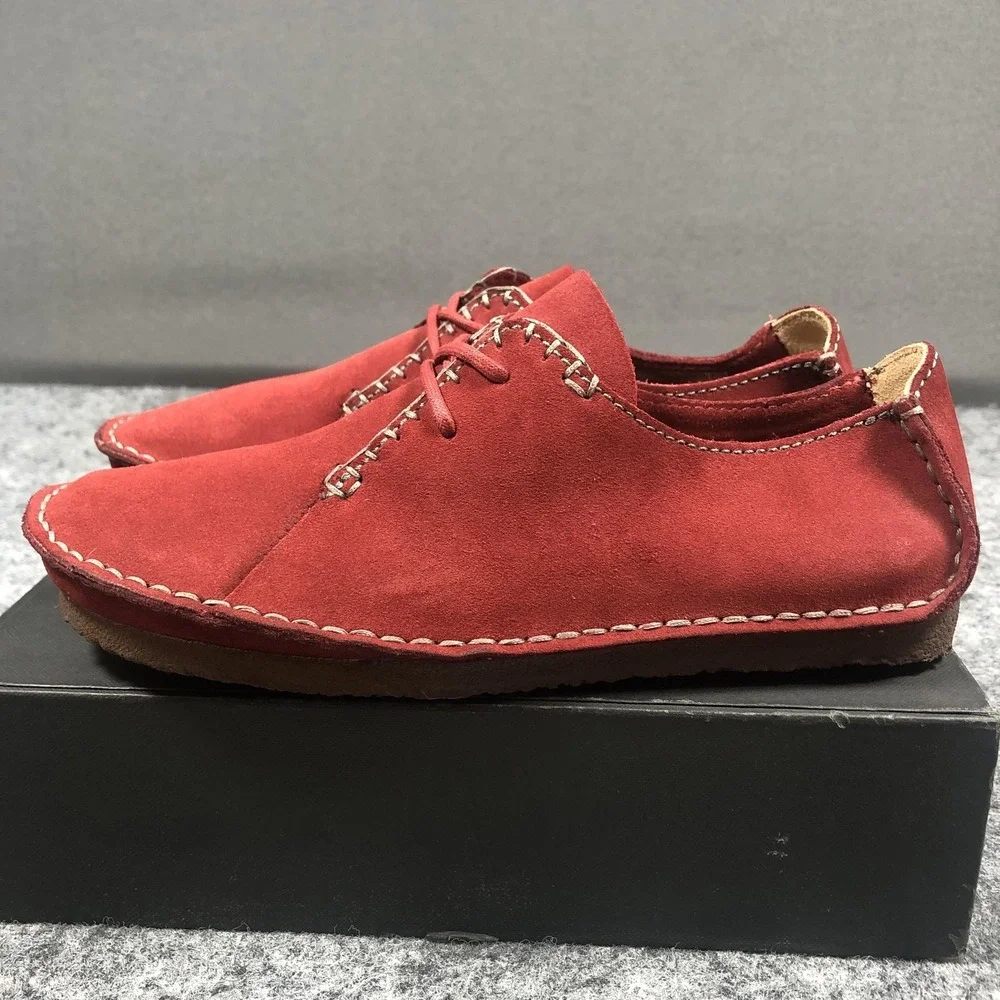 Clarks Ashton Originals Shoes Mens 7 Red Suede Crepe Sole Lace Up Casual Oxfords
